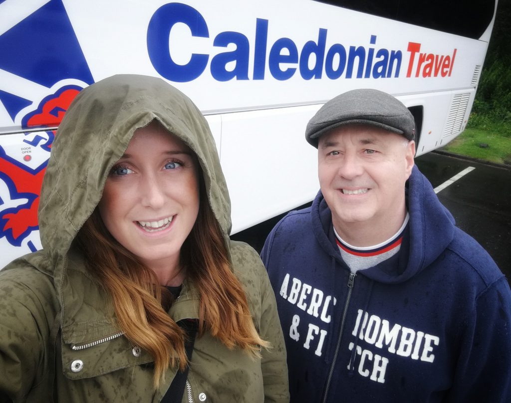 My Dad & I with the Caledonian Tours bus in Fort Augustus 