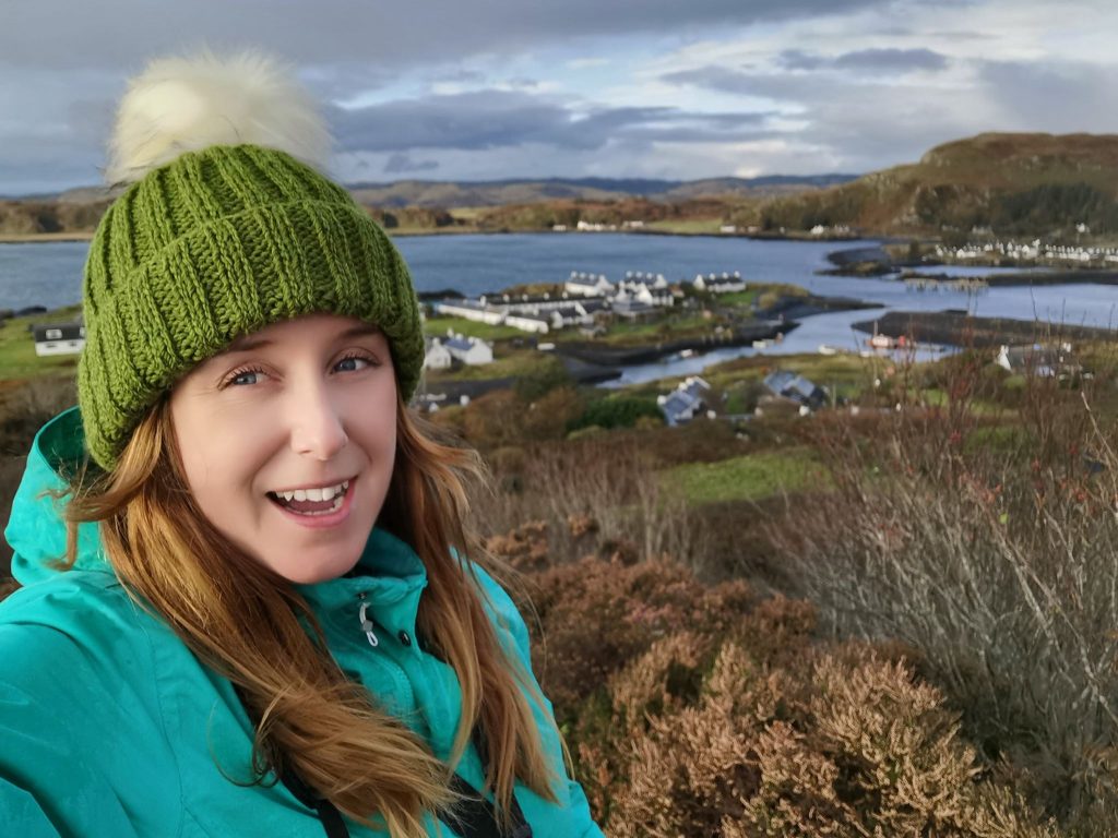 My new bobble hat knitted by Lynn at Easdale Folk Museum 