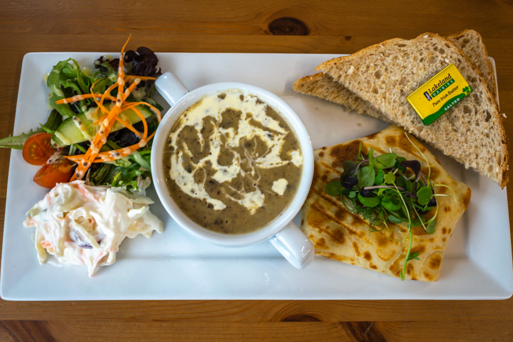 Soup and haggis & cheese crepe at Twenty Nineteen