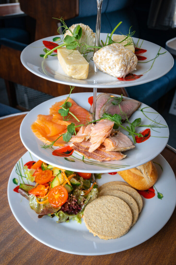 Platter of smoked meat, cheese and fish from Glenfinnan Station Dining Car